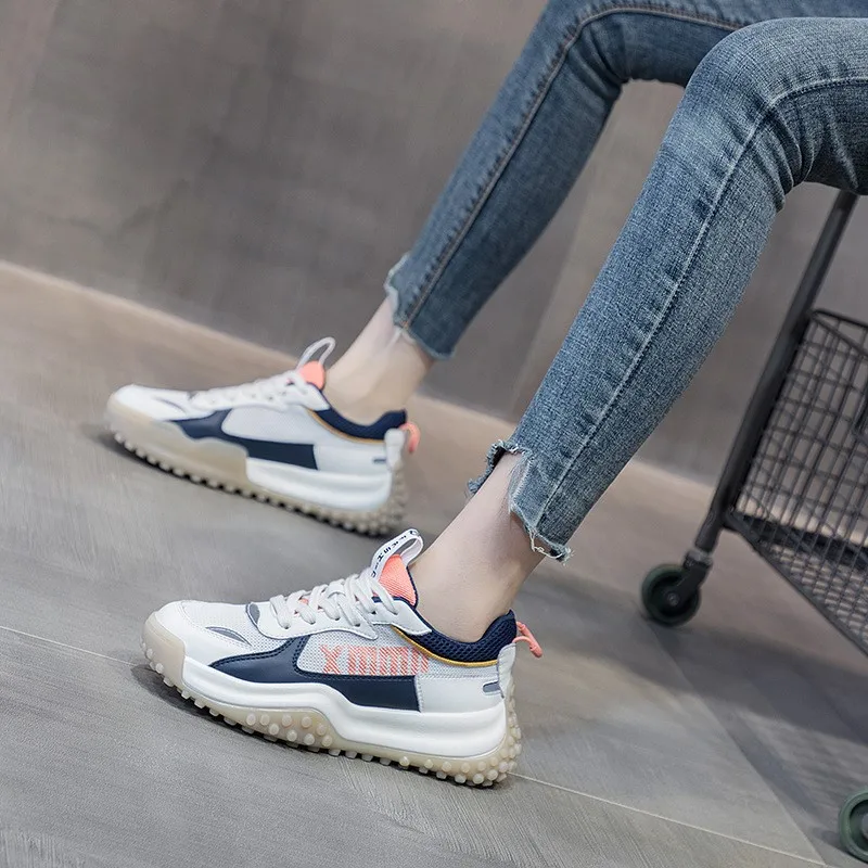 

Mr Co Beef Fascia Bottom Leather Shoes Women Platform Shoes Sneakers Round Toe Causal Lace Shoes Female Winter Autumn Blue Red