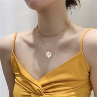 modoma punk geometric figure gold necklace for women 2022 fashion multi layered choker simple chains aesthetic women pendants