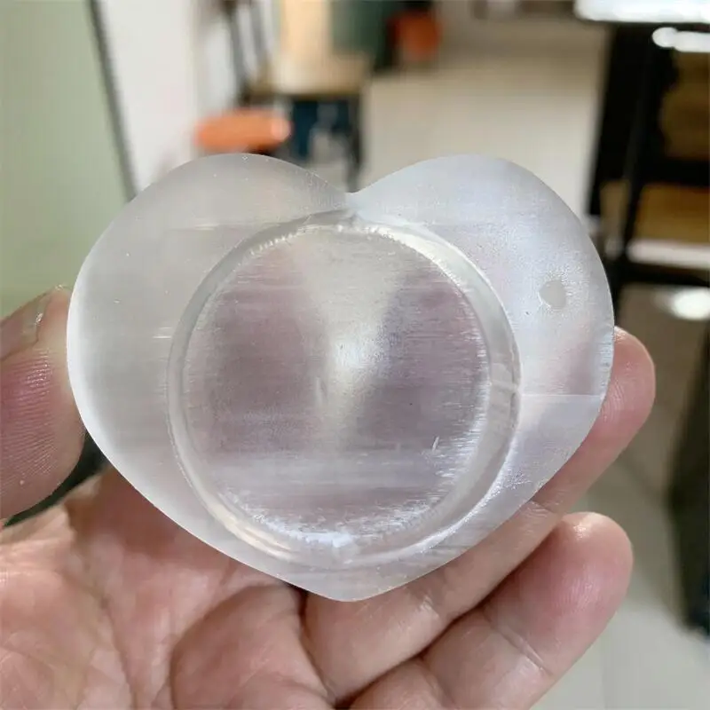 

Natural Polished Heart Candlestick Selenite Stone Crystal Healing Meditation Container Relaxation Gift