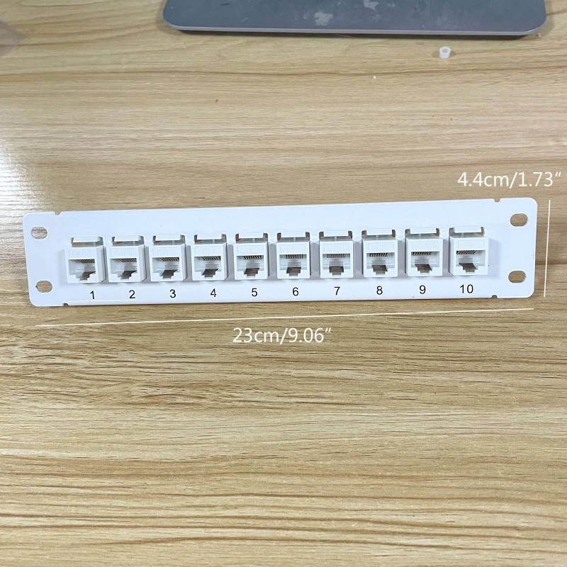 D7YC 10 Port Straight-through CAT6 Patch Panel RJ45 Network Cable Adapter Keystone Jack Ethernet Distribution Frame UTP 19in images - 6