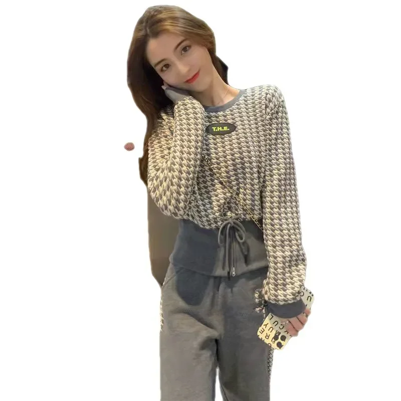 Модный повседневный стильный женский твидовый костюм весна-осень 2022 новые