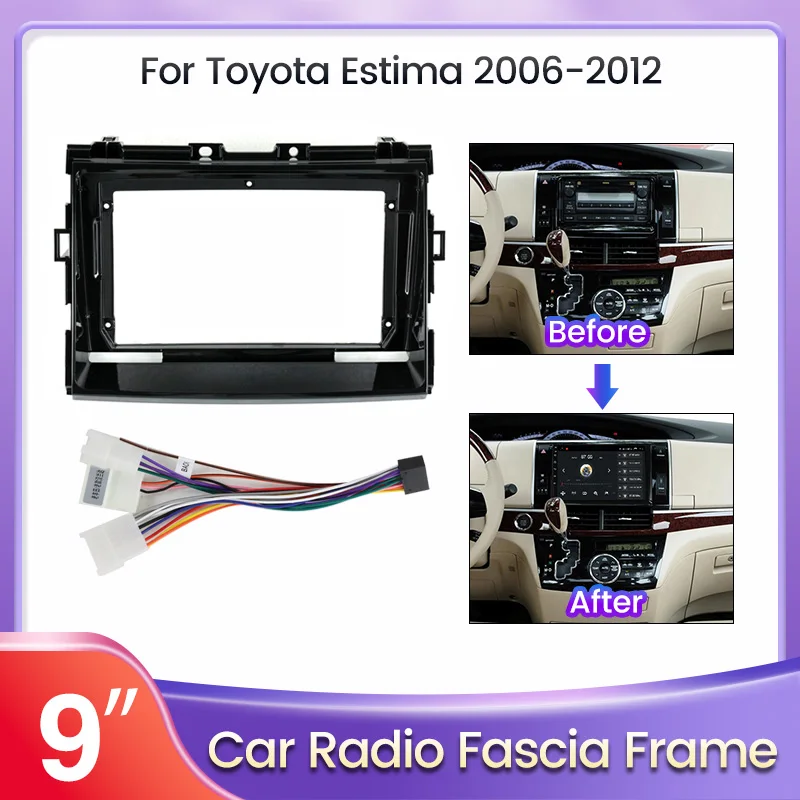 

Рамка для приборной панели автомобиля, 9 дюймов, 2DIN, для Toyota Estima 2006-2012, рамка для DVD, радио, панель для навигационной панели