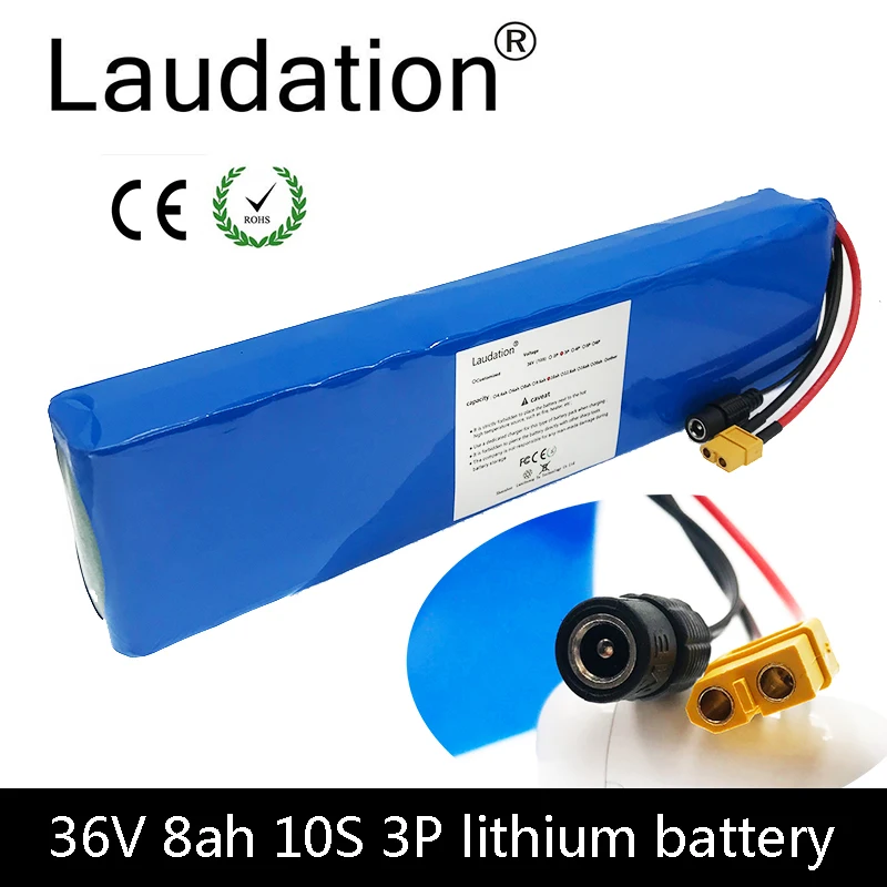 

Laudation 36V 8ah Electric Bicycle Battery Pack 10S3P For 250W 350W 500W High Power And Capacity Motorcycle Scooter With 15A BMS