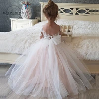 cute tulle flower girl dresses 2022 princess lace long sleeve first communion dresses for girls robe mariage enfant fille