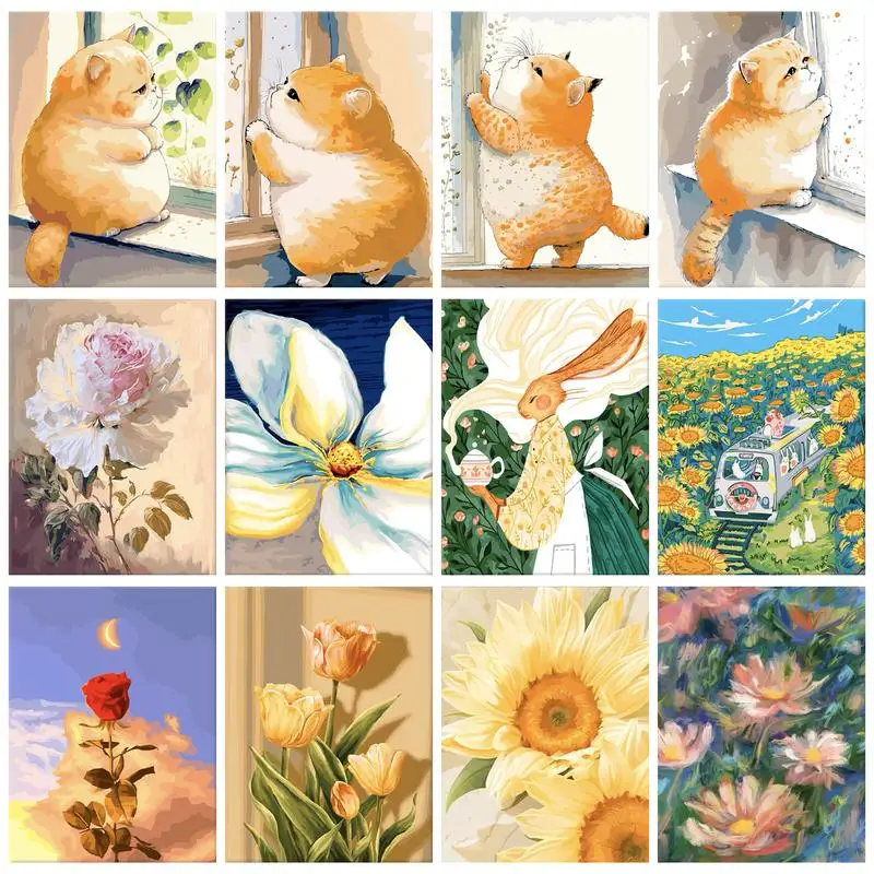 

CHENISTORY 40x50cm Paint By Numbers For Adults Picture Drawing Flowers Landscape Cat Canvas Painting Wall Art Gift Acrylic Paint