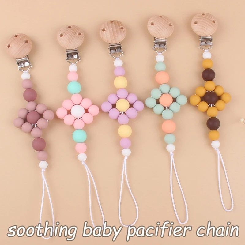 

Pacifier Holder Baby Teething Toys for 0-6 Months Teethers Baby Chew Beads Molar Toy for Babies Teething Molor Supplies