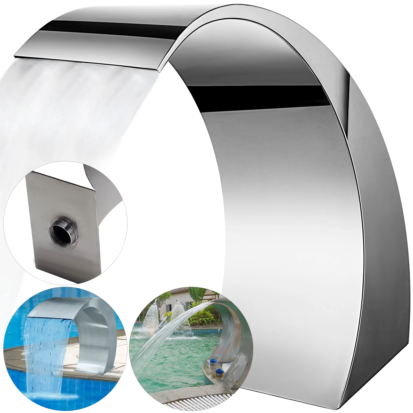 VEVOR-fuente de agua en cascada para piscina, accesorio decorativo de acero inoxidable, 30x60x45cm, Hardware para estanque-0