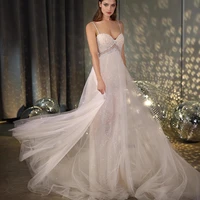 glitter mermaid evening dresses beading sequined see through sexy exquisite prom gown spaghetti strap white detachable train