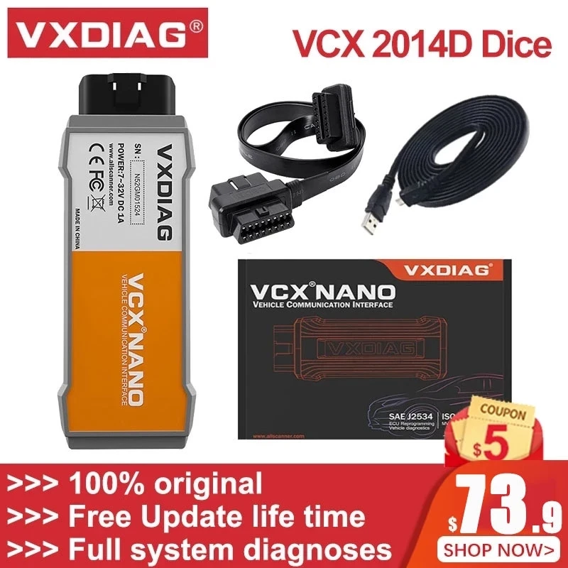 

VXDIAG VCX NANO VVDIAG For VOLVO 2014D Dice Car Diagnostic Tools Full System Diagnoses J2534 On Line ECU Programming Scanner