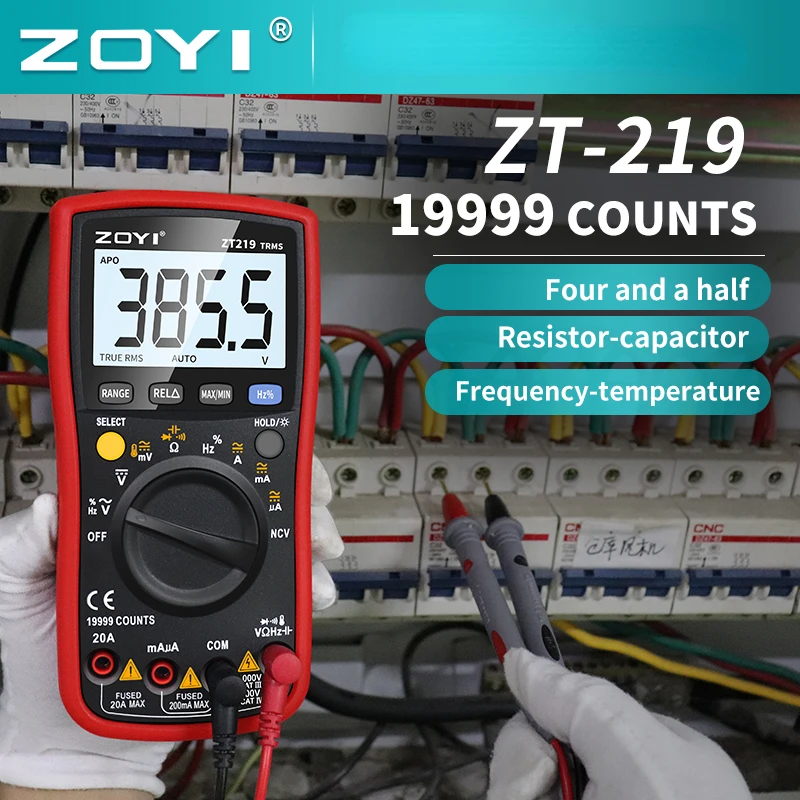 

ZOYI ZT219 Digital Multimeter 19999 Analog Tester True RMS Professional Multimetro DIY Transistor Capacitor NCV Testers Lcrmeter