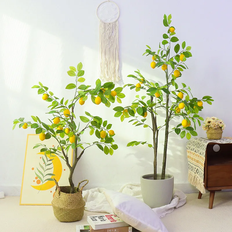 Имитация лимонного дерева искусственное зеленое растение бонсай для украшения
