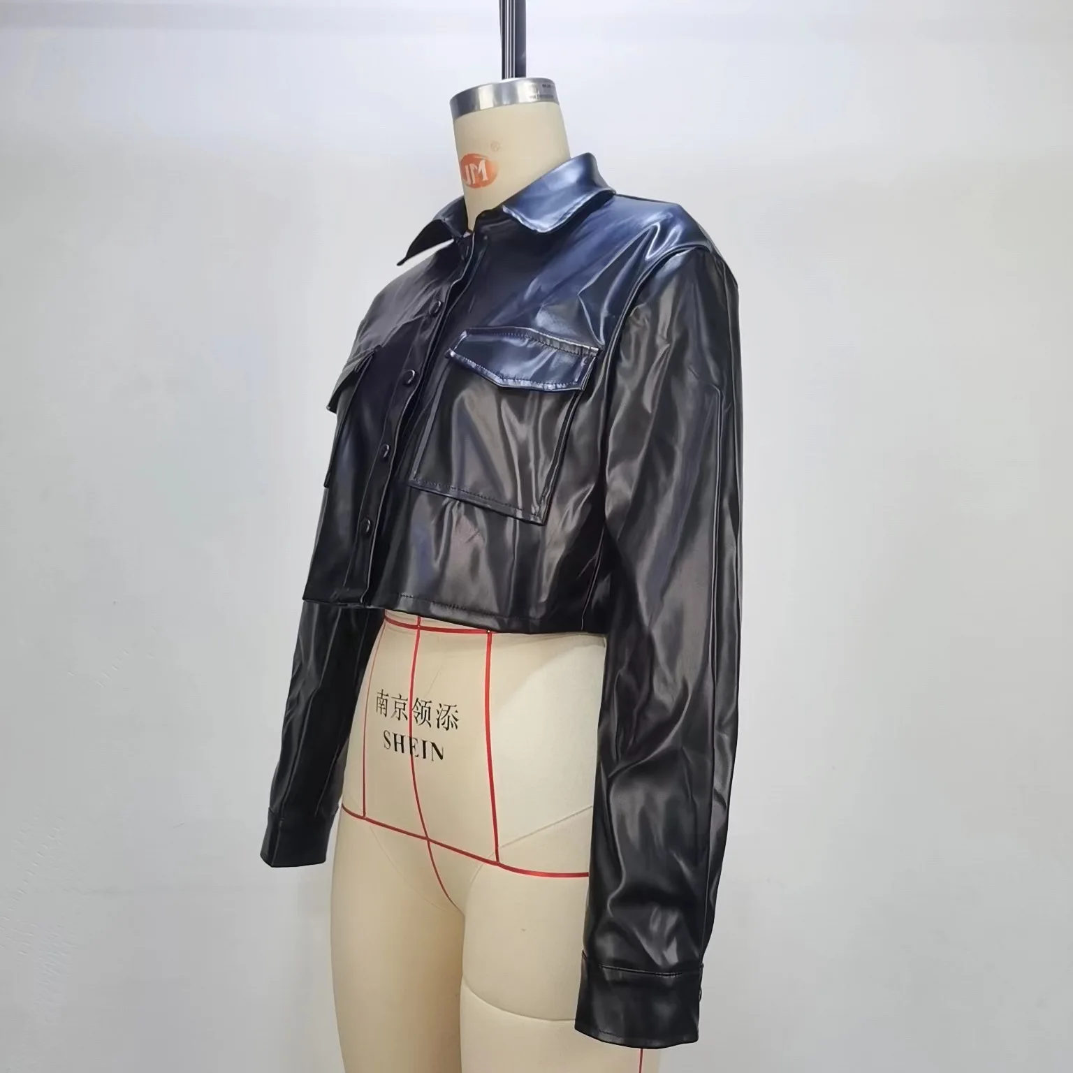 2023 New Leather Jacket Dewy White Leather Jacket Female Ins Black Top