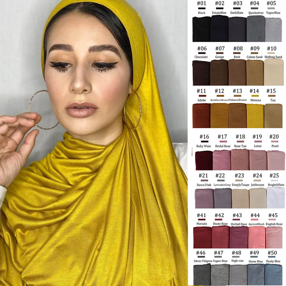 Musilim Women Strechy Jersey Hijab Good Stitch Stretch Jesey HIjabs Scarves Soft Turban Head Wraps HeadScarf