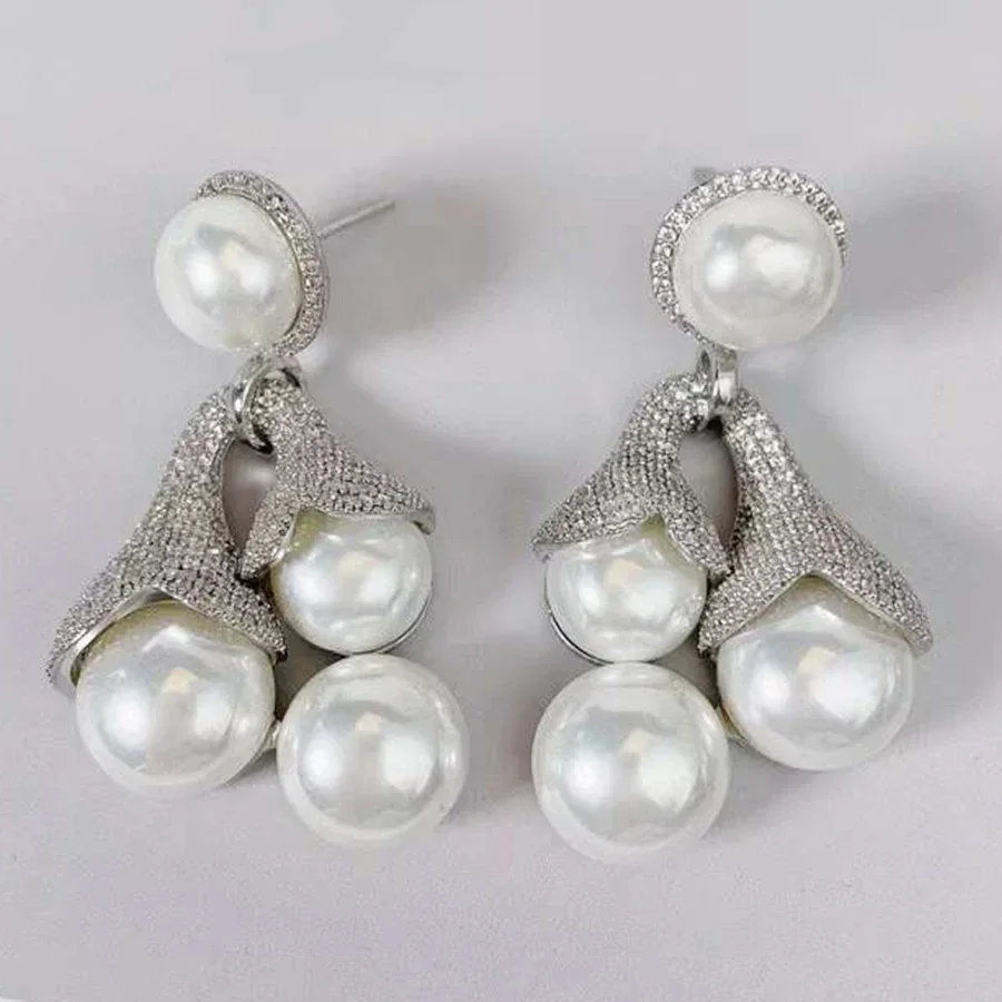 Элегантные жемчужные Висячие серьги для женщин роскошные ювелирные изделия