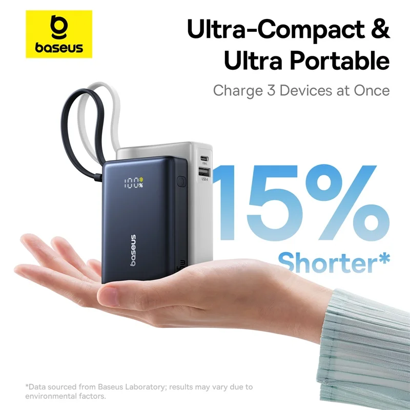 Baseus Picogo Power Bank 45 Вт 10000 мАч супер мини-портативный аккумулятор интеллектуальный