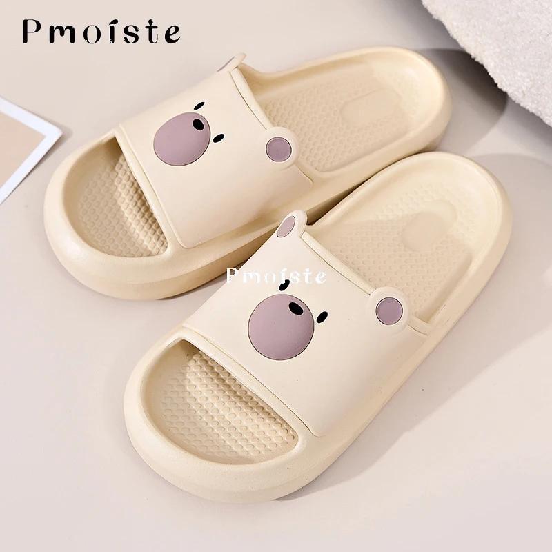 Women's Home Slippers Flat Cute Bear Summer Shoes for Woman Comfortable Cartoon Designer Slides Indoor EVA 2023 Slipper Non-slip