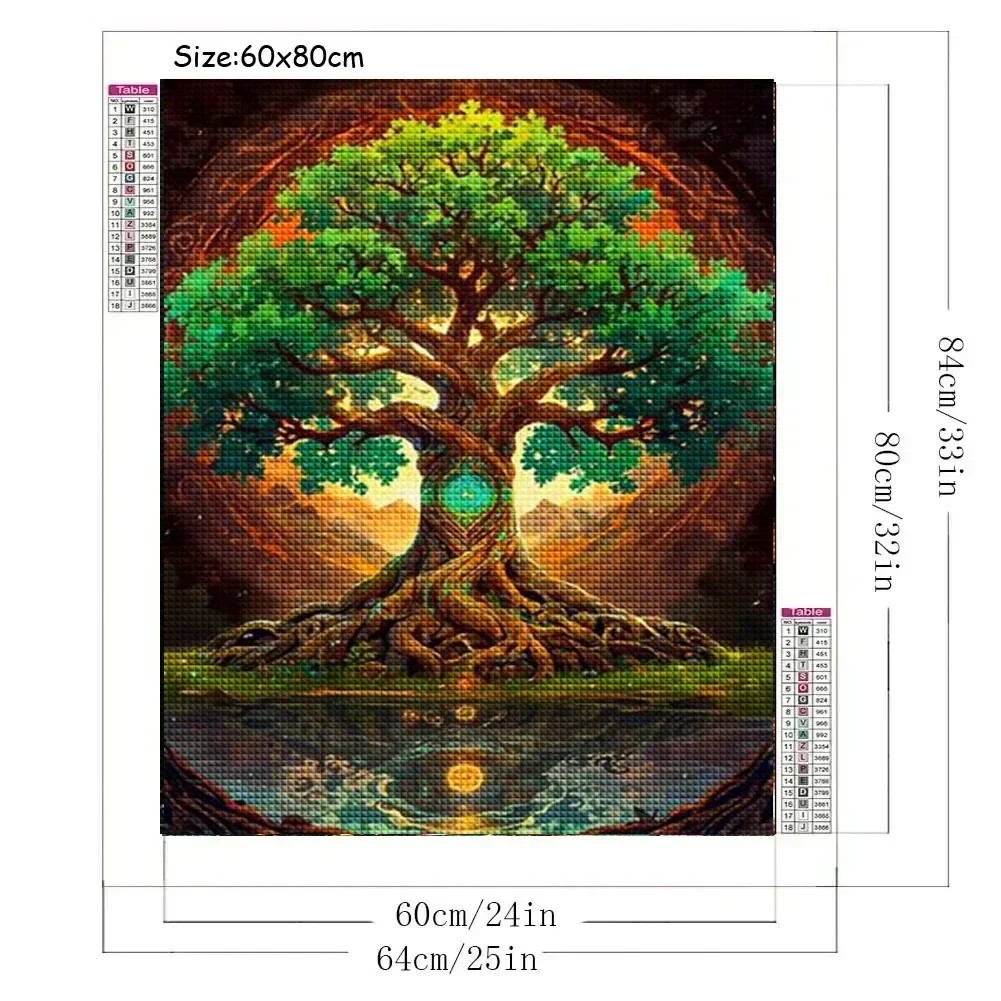 Алмазная живопись на стену с изображением дерева жизни вышивка крестиком