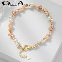 black angel new candy color gypsophila bracelet for women natural freshwater white pink purple pearl bracelets party jewelry