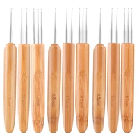 lmdz 3pcsset dreadlock needles 1 0mm 0 75mm 0 5mm bamboo handle crochet needle hook for braids hair making weaving tools