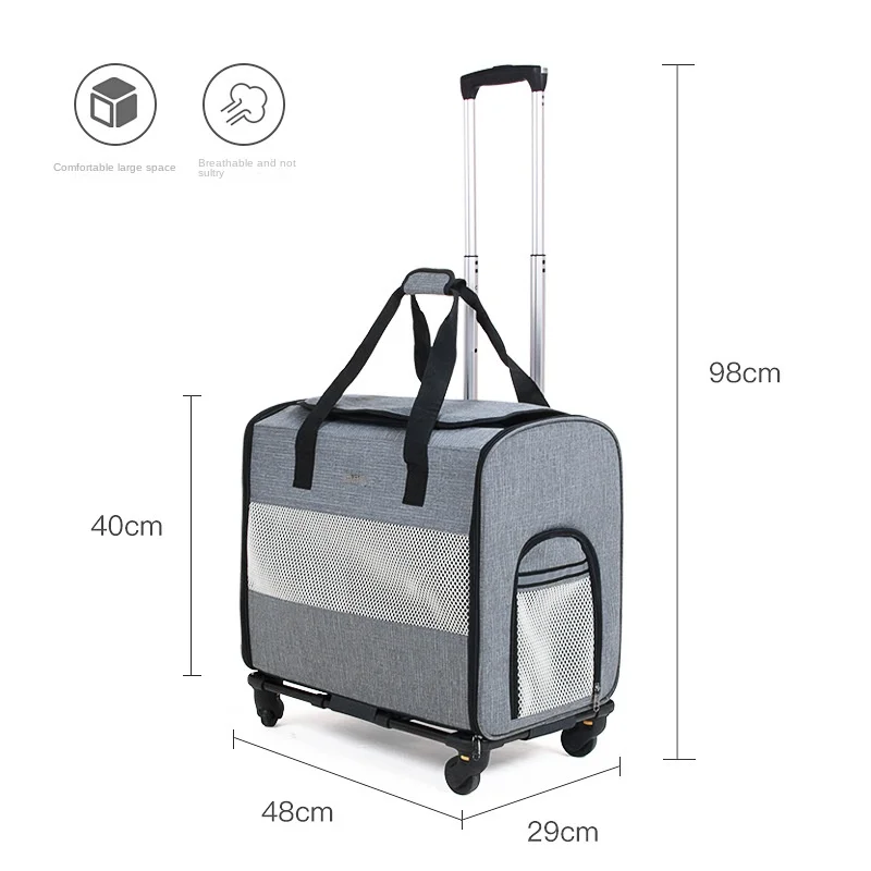 Pet Multi-Functional out Trolley Bag Detachable Trolley Case out Portable Foldable Pet Bag
