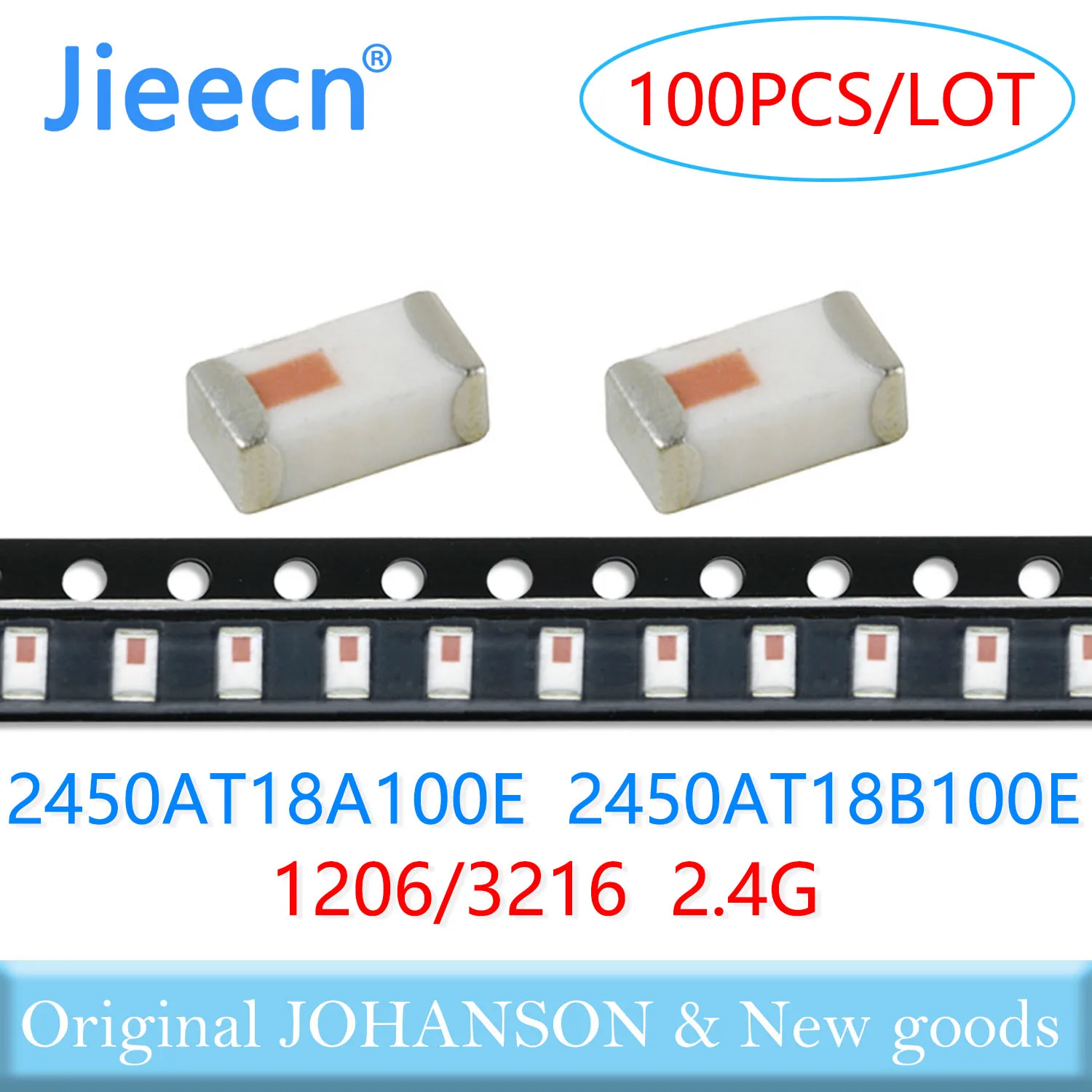 Jieecn 100 шт. 1206/3216 2450AT18B100E 2450AT18-A100E 2 4G 3 мм Bluetooth SMD Высокое качество оригинал JOHANSON