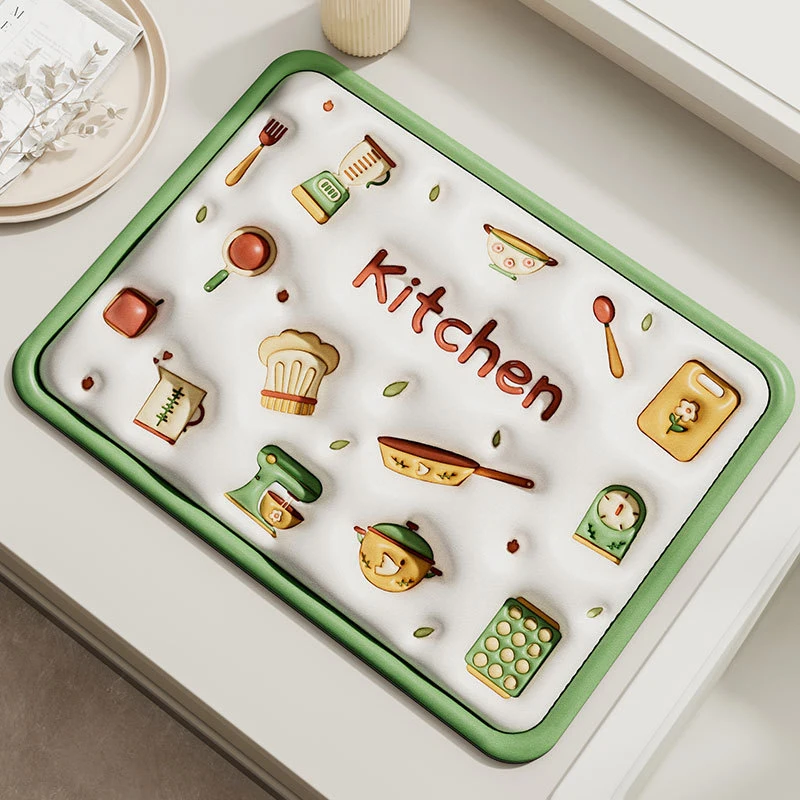 Трехмерный кухонный коврик для стола с расширительным цветком дренажный