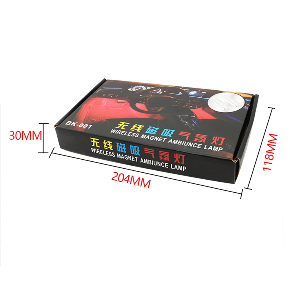 

2Pcs Car Interior Atmosphere Lamp Indoor Lamp Wireless RF Remote Control Magnetic Foot Lamp Rechargeable With Remote Control