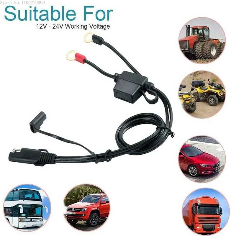 

12-24v Volt Motorcycle Battery Terminal Ring Sae Connector Harness Charger Adapter Cable Motorbike Moto Retrofit Accessories B