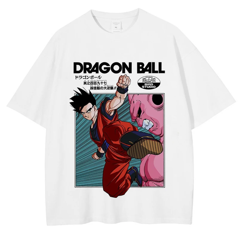 Harajuku Streetwear Fashion T-Shirt Anime Dragon Ball Graphic Print T Shirt Summer Cotton Casual Tshirt Men Short Sleeve Tops