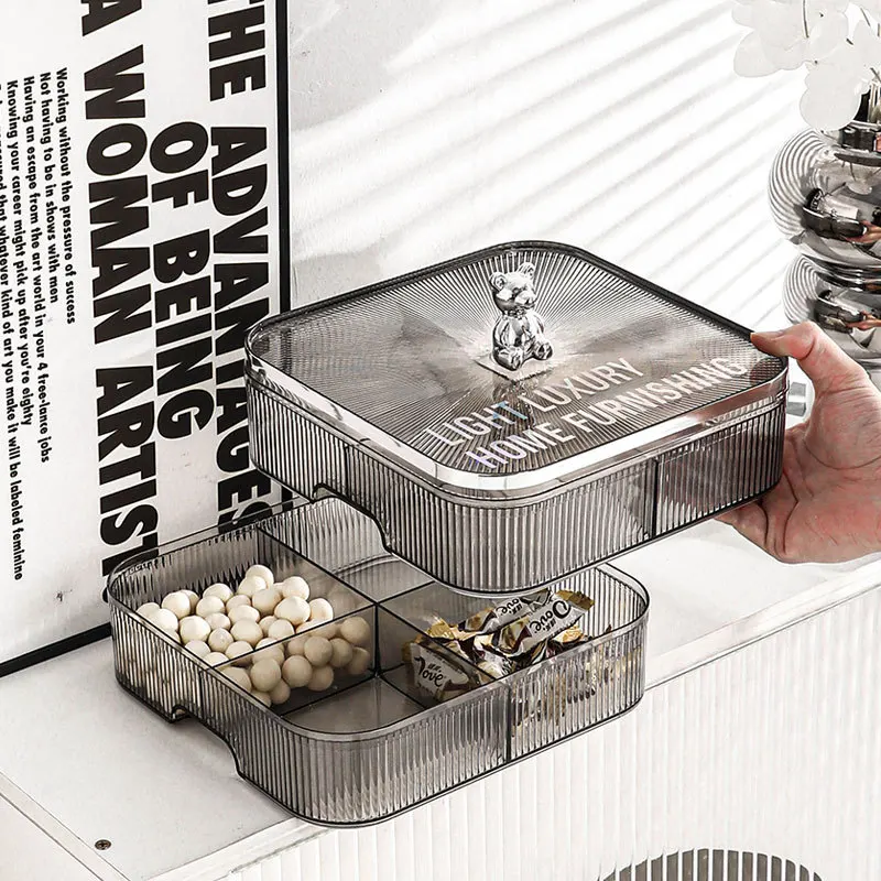 

Luxury Multi-layer Transparent Storage Box Cover Household Living Room Storage Tray Colorful Printing Household Decoration