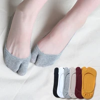 summer combed cotton tabi socks solid comfortable breathable two toe socks women non slip invisible low cut boat sock