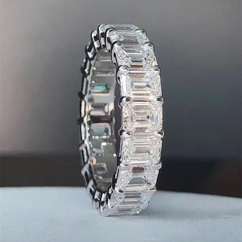 

Huitan Luxury Micro Paved Square Cubic Zirconia Promise Love Rings for Women Engagement Wedding Jewelry Hot Sale Drop Ship Ring