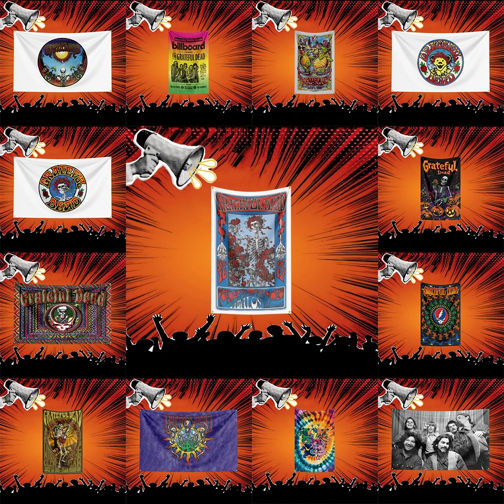 Фото Флаг с изображением рок-музыки в стиле Grateful Dead, 3x5 футов, полиэстеровый баннер для декора стен спальни, подарок для любителей музыки №1