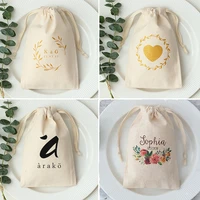 50pcs 100pcs 7x9 8x10 13x18 25x35cm custom logo cotton jewelry pouches beige natural cotton gift bags wedding favor party bag