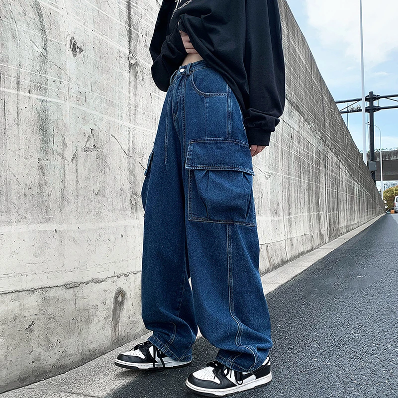 

Baggy Cargo Jeans big pocket Trousers Male Denim Pants Wide Leg Pant women's Jeans Loose Casual Streetwear Hip Hop Harajuku