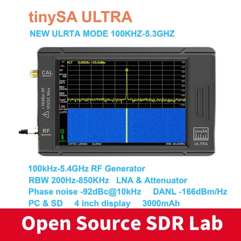 Оригинальный 4-полюсный дисплей tinysa ultra 100 кГц-5,3 ГГц, инструмент для измерения частоты электрической сети с батареей