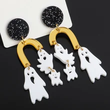 FishSheep Cute Acrylic Halloween Spooky Drop Earrings for Women New Creative Original Resin Dangle Earring 2023 Party Jewelry