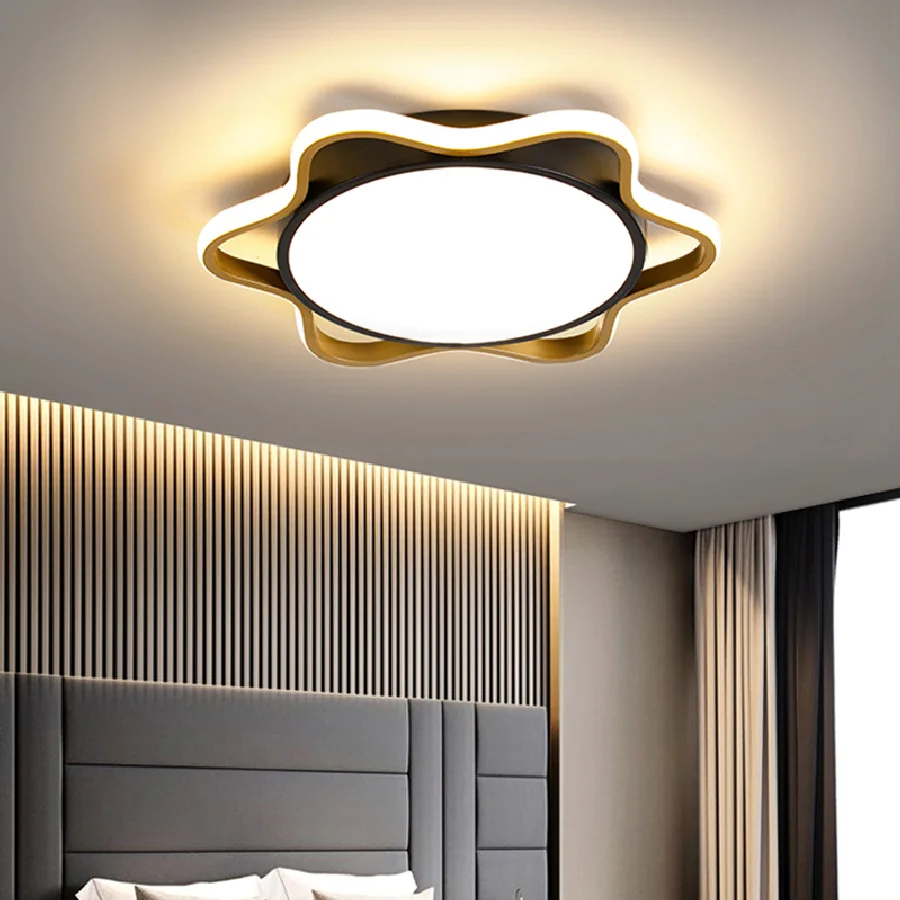 

Современные светодиодные люстры для гостиной, домашний декор, потолочная лампа для спальни с дистанционным управлением, черные комнатные о...