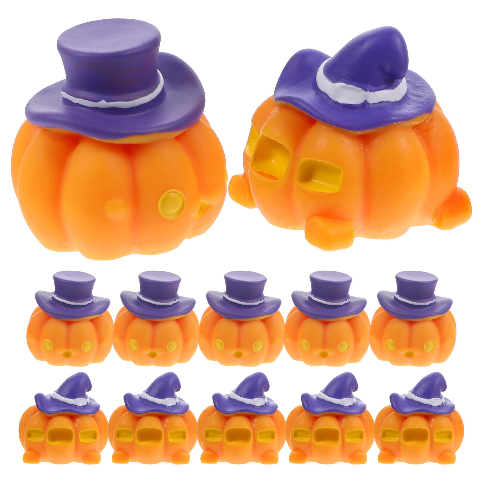 

12pcs Pumpkin Decorations Halloween Table Ornament Resin Pumpkin Decors Micro Scene Crafts