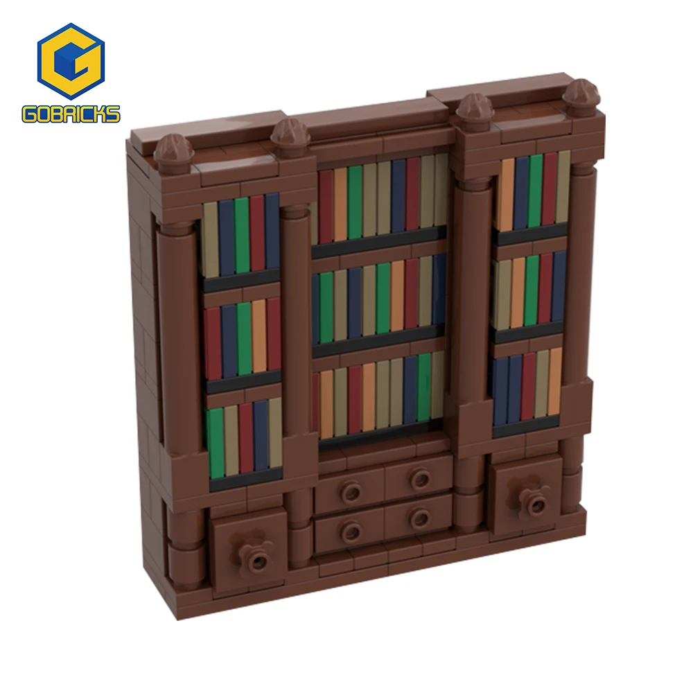 

Gobricks MOC Creative Book shelf Building Blocks Toys for Children for Assemble DIY Scenes Blocks Birthday Christmas gift