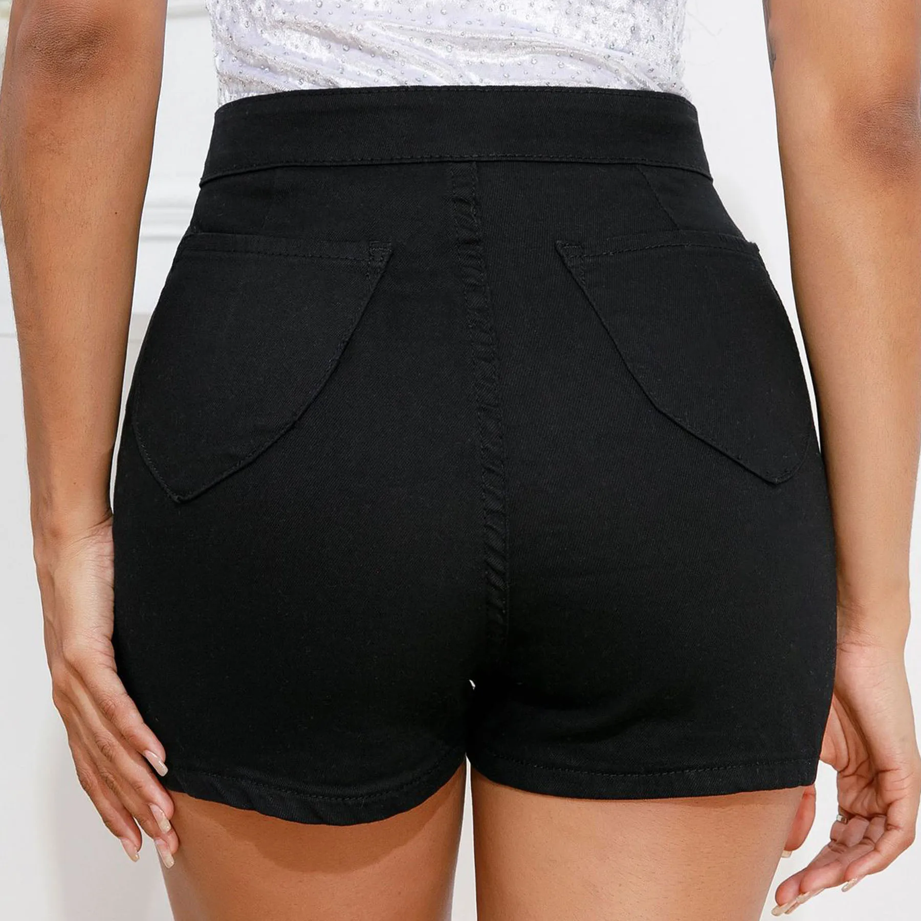 High Waist Women's Shorts 2023 Summer Fashion Denim Splicing  Pure Color Elastic Ladies Skinny DJ Nightclub Super Short Jeans