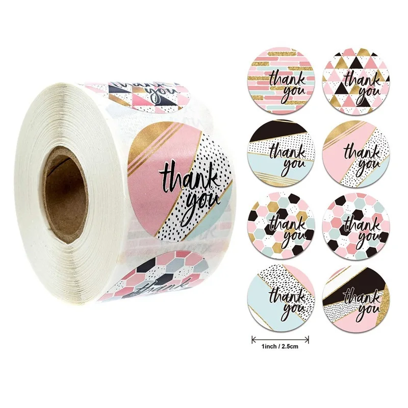 

500pcs Labels Roll Flower Thank You Stickers Scrapbooking For Gift Decoration Stationery Sticker Seal Label Handmade Sticker