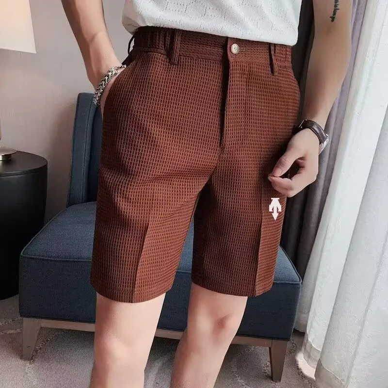 2023 Golf Embroidery Men's Summer New Slim Solid Color Casual Dress Pants Medium Pants Shorts Men's Nickel Pants
