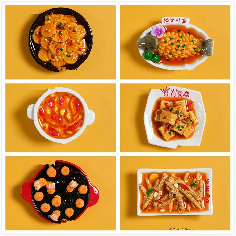 

Artificial Food Series Fridge Magnet Chinese Restaurant Kitchen Creative Resin Crafts Magnetic Stickers Home Decoration