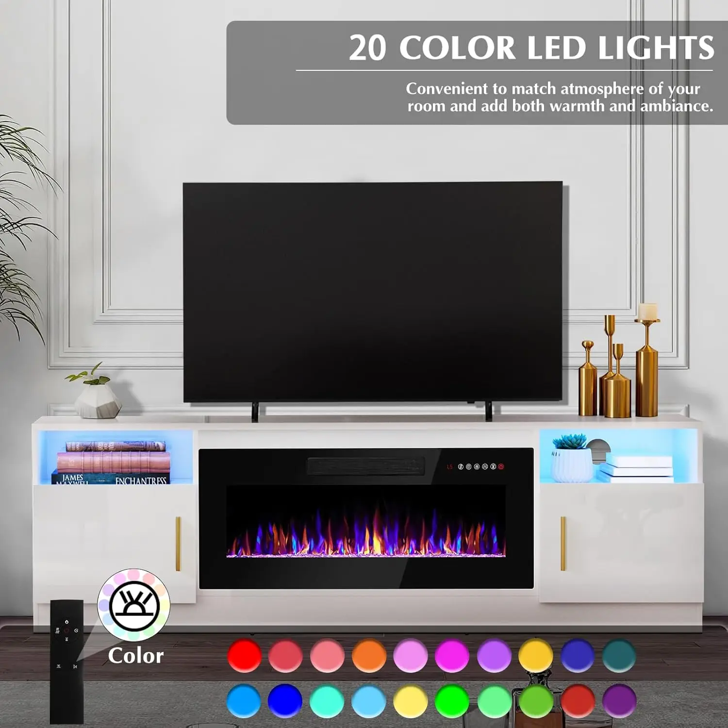 Подставка с 36-дюймовым камином Телевизоры до 80 дюймов развлекательным центром и