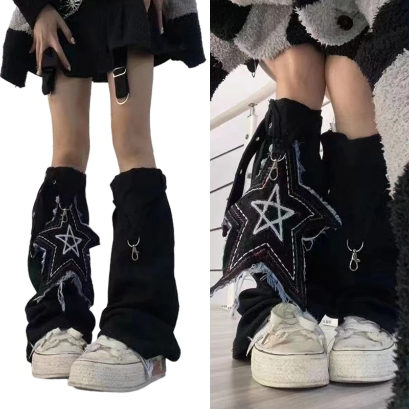 Y2k Bandage Long Socks Gothic Leg Warmers Punk Style Girls Japanese Stockings Streetwear Leg Cover Knee High Socks