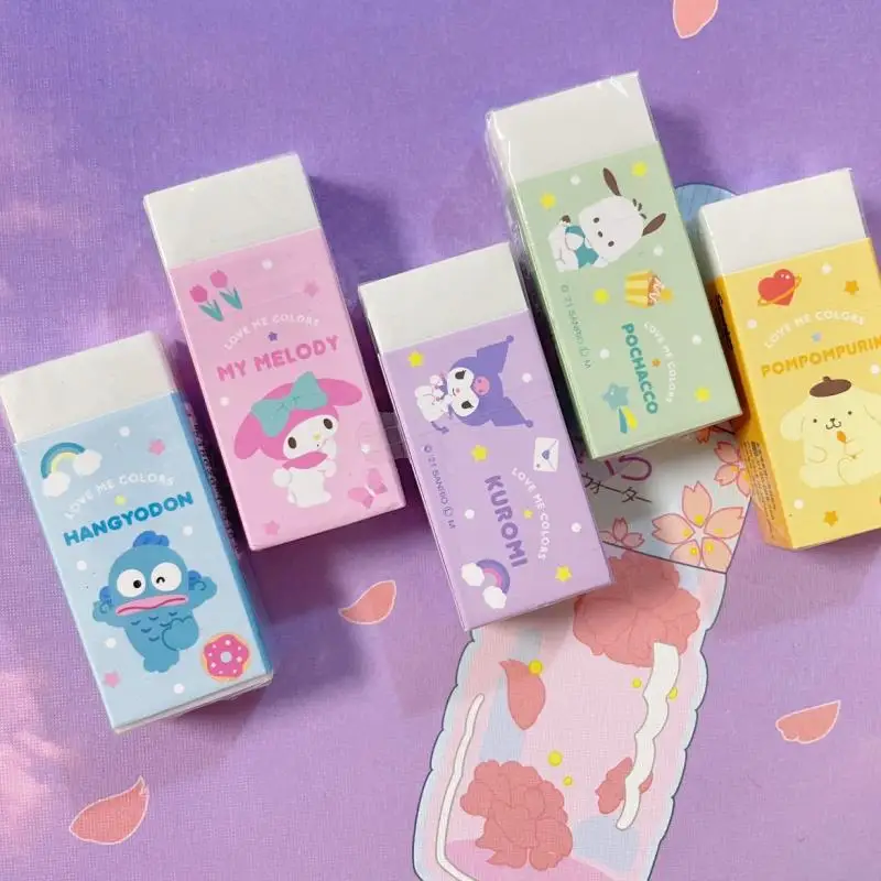 

Sanrio аниме персонажи ограниченная Милая мимелоди Kuromi Cinnamoroll полакко Двусторонний шаблон ластик кавайная игрушка для детей подарок