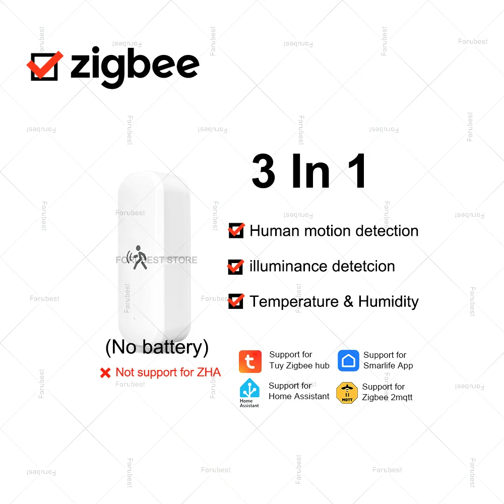 10G Zigbee датчик движения человека Mmwave радар-детектор с датчиком яркости, температуры и влажности для SmartLife Home Assistant-Z2M