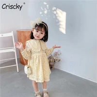 crisckyspring children clothing new cute children dress kids baby girls dress long sleeved princess dress lapel child dress