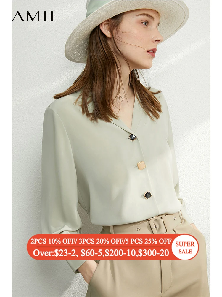 Женская шифоновая блузка с V-образным вырезом в стиле минимализма - купить по